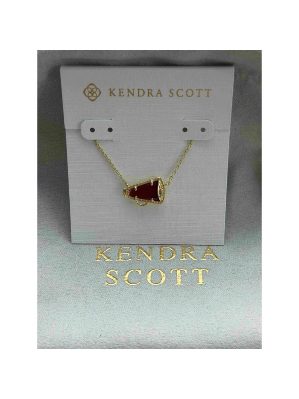 Kendra Scott red pendant gold necklace